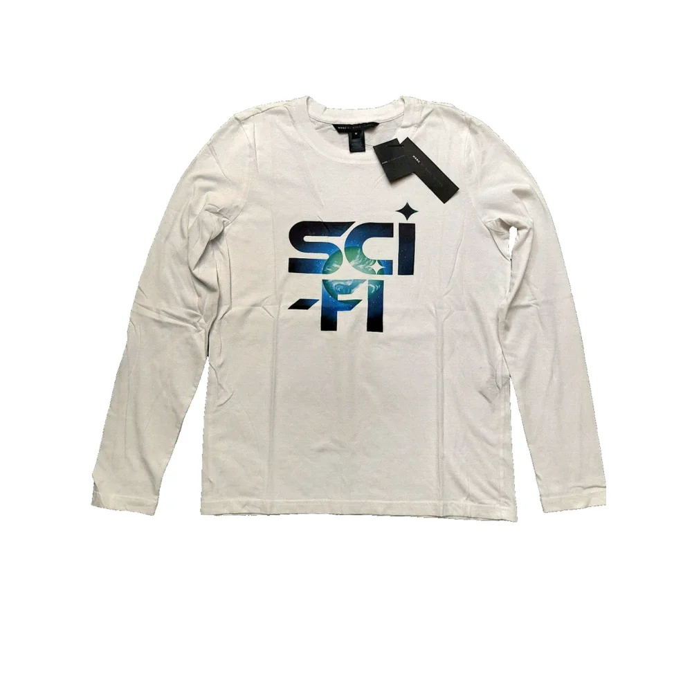 Marc by Marc Jacobs Long Sleeve White Cotton Graphic Sci-Fi Tee Shirt Sz…